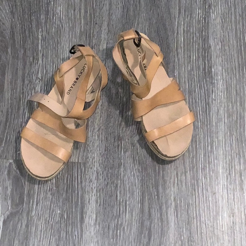 Lucky Brand Tan Leather Sandals with Ankle Strap